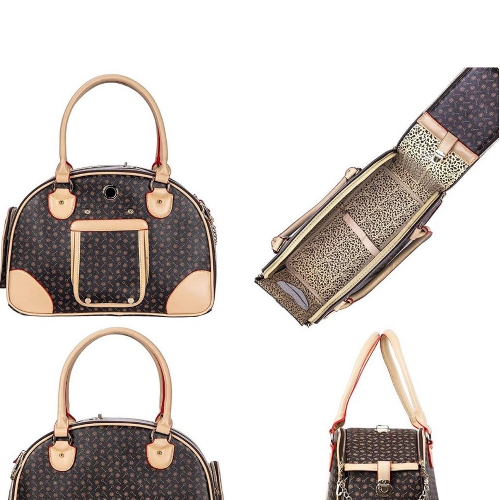Beige & Brown Stylish Pet Carrier Tote - Picture 11 of 12